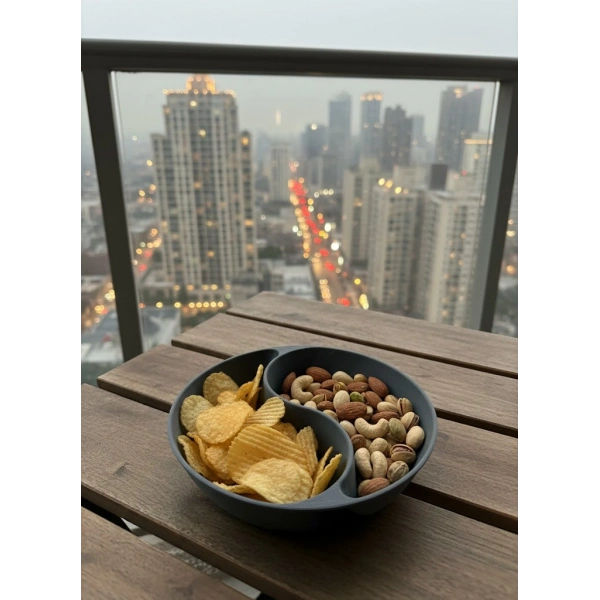 Gri Çerezlik Kase Seti Modern Bölmeli Sunum Tasarımı