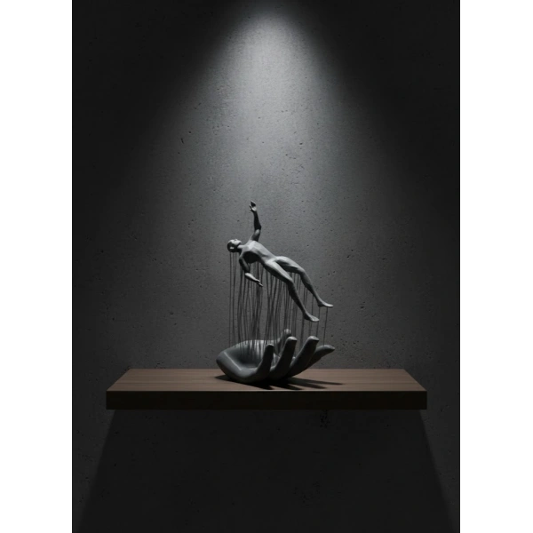 Gri El İnsan Figürü Minimal ve Anlamlı Dekoratif Biblo Modern Ev Dekorasyonu