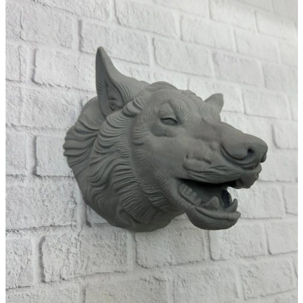 Gri Kurt Duvar Biblosu Güçlü Detaylı Dekoratif Tasarım 25x19 cm