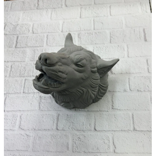 Gri Kurt Duvar Biblosu Güçlü Detaylı Dekoratif Tasarım 25x19 cm