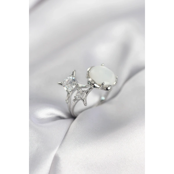 Gümüş Renk Kutup Yıldızı Model Kadın Yüzük