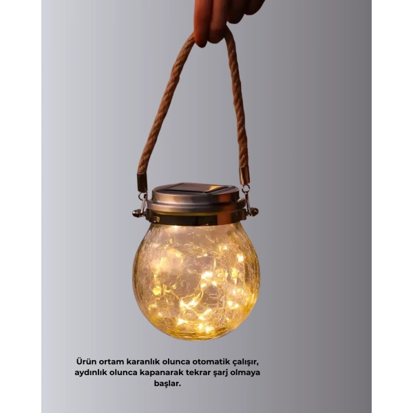 Güneş Enerjili Cam Sarkıt Bahçe Balkon Teras Aydınlatma 30 LED