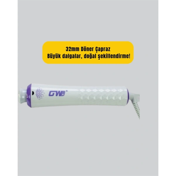 GW 32mm Döner Başlıklı Saç Kıvırma Makinesi – Her An Her Yerde Profesyonel Şekillendirme