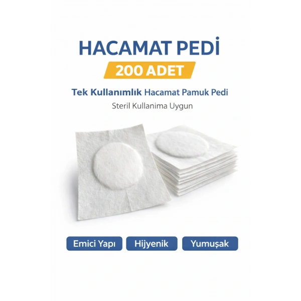Hacamat Pedi 200 Adet – Tek Kullanımlık Hacamat Pamuk Pedi Steril Kullanıma Uygun