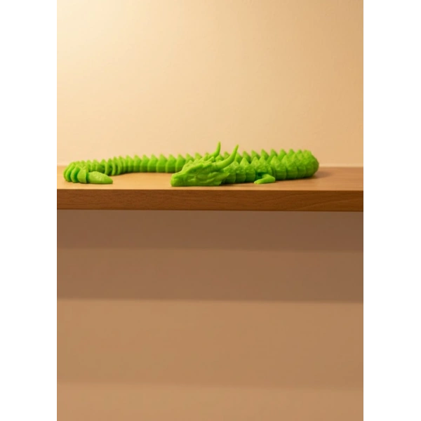 Hareketli Yeşil Ejderha Figür Uzun Gövdeli Koleksiyonluk Tasarım