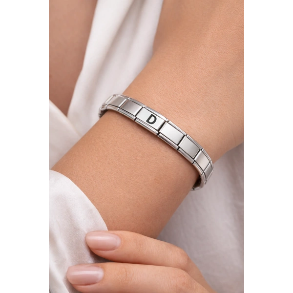 Harfli Çelik Bileklik D Harfi – Kişiye Özel Paslanmaz Çelik Kadın Bileklik – Esnek İtalyan Model