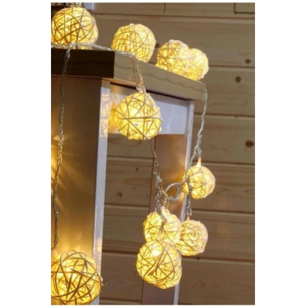 Hasır Toplar Led Işık 2 metre GÜN IŞIĞI Dekor Lambası