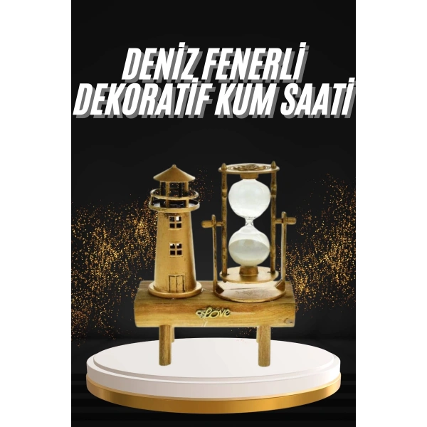 Hediyelik Eşya Retro Deniz Fenerli Kum Saati Ahşap Görünümlü Dekoratif Eşya