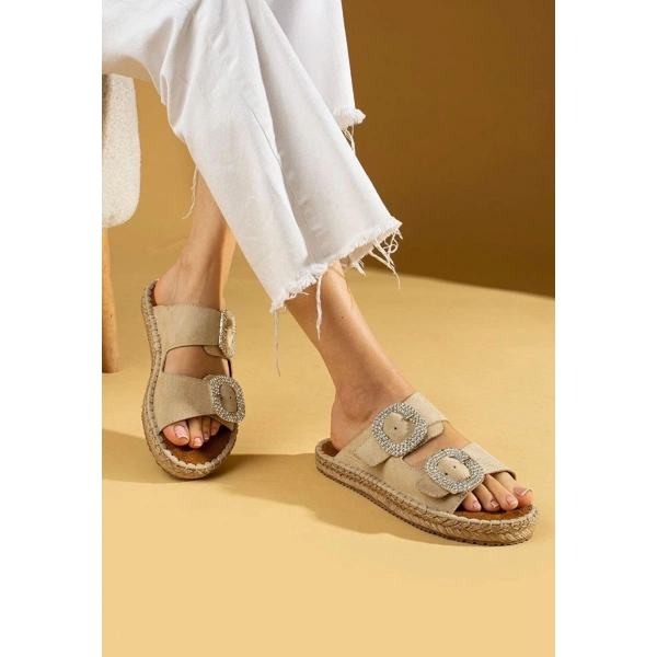 Hertas Bej Nubuk Tokalı Terlik