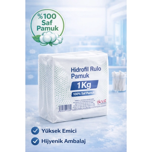 Hidrofil Rulo Pamuk 1 Kg Saf Pamuk Yüksek Emici Medikal ve Kozmetik Kullanım 1 ADET