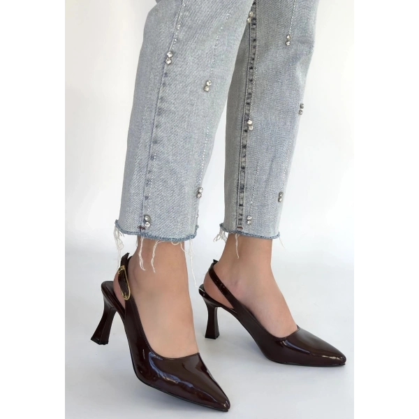 Hies Kahverengi Rugan Topuklu Ayakkabı