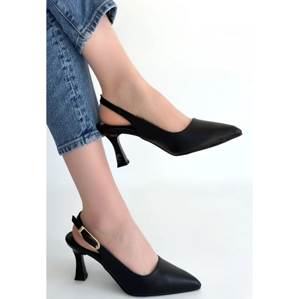 Hies Siyah Cilt Topuklu Ayakkabı