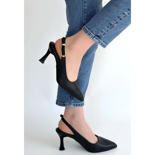 Hies Siyah Cilt Topuklu Ayakkabı