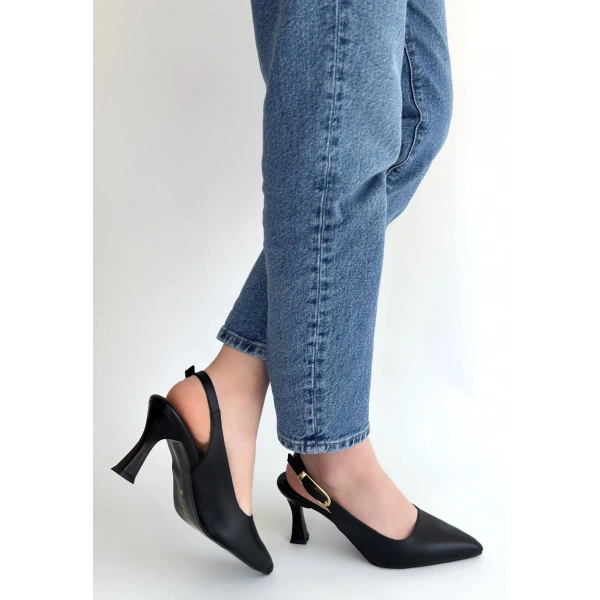 Hies Siyah Cilt Topuklu Ayakkabı