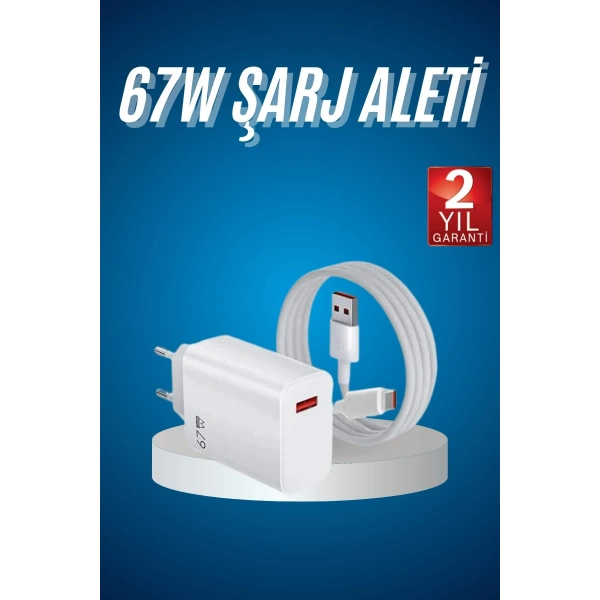 Hızlı Şarj Aleti Adaptörü Kablo Seti 67W Uzun Ömürlü Beyaz