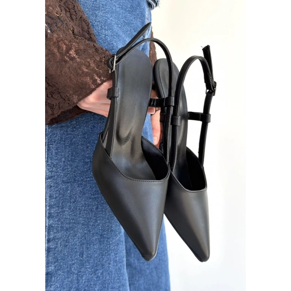 Hoost Siyah Cilt Topuklu Ayakkabı