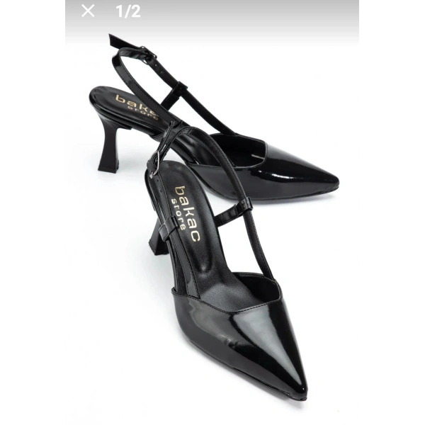 Hoost Siyah Rugan Topuklu Ayakkabı