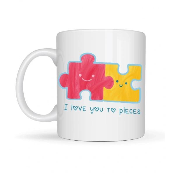I Love You To Pieces Baskılı Porselen Kupa Model 14 - Sevgiliye Arkadaşa Özel Tasarım Kahve Kupası - Hediye Kupası