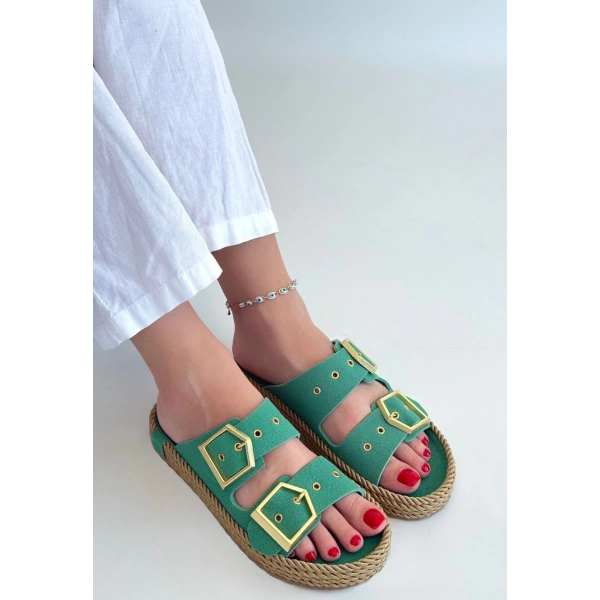 İces Yeşil Nubuk Terlik