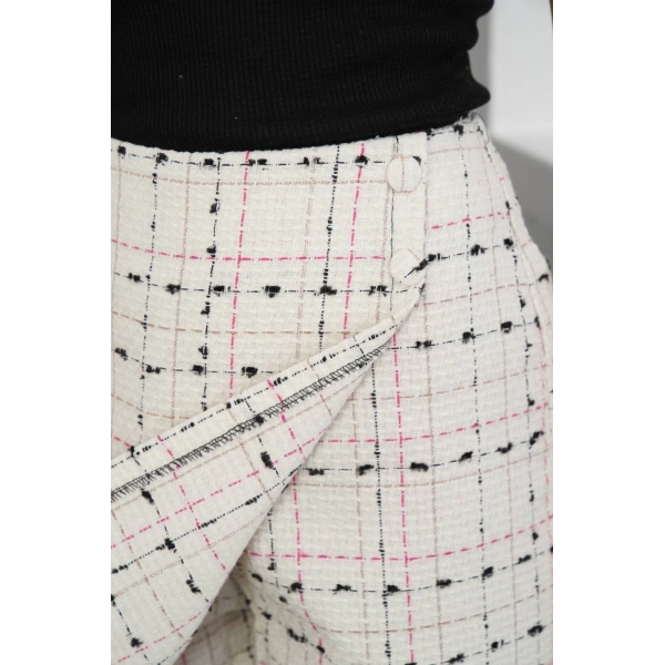 İki düğmeli şort etek beyaz h26414