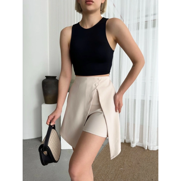 İki düğmeli şort etek S24046