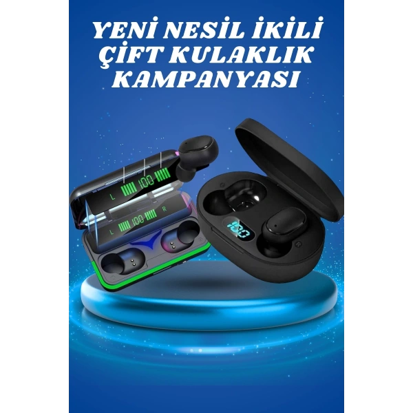 İkili Bluetooth Kulaklık Dijital Göstergeli Uzun Pil Ömrü Yüksek Ses Kaliteli