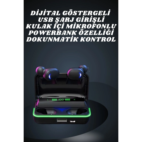 İkili Bluetooth Kulaklık Dijital Göstergeli Uzun Pil Ömrü Yüksek Ses Kaliteli