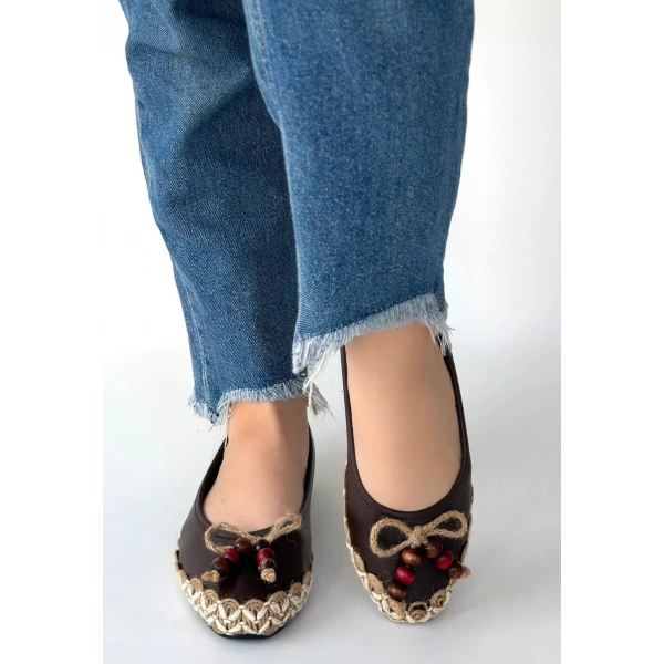 Ilwe Kahverengi Cilt Babet Ayakkabı