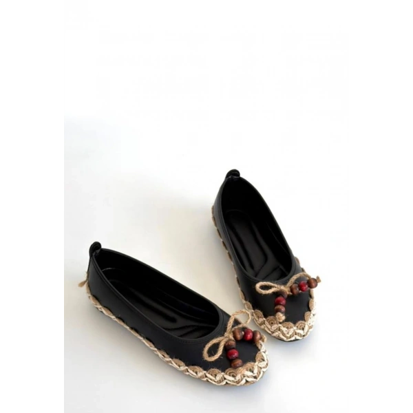 Ilwe Siyah Cilt Babet Ayakkabı