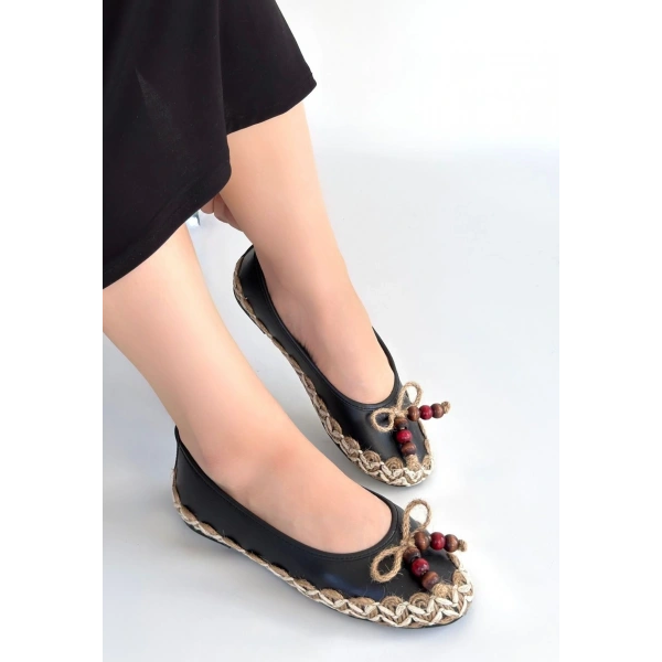 Ilwe Siyah Cilt Babet Ayakkabı