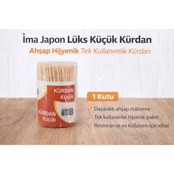 İma Japon Lüks Küçük Kürdan Ahşap Hijyenik Tek Kullanımlık Kürdan 1 Adet