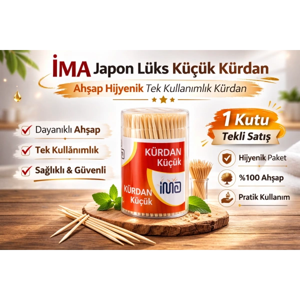 İma Japon Lüks Küçük Kürdan Ahşap Hijyenik Tek Kullanımlık Kürdan 1 Adet