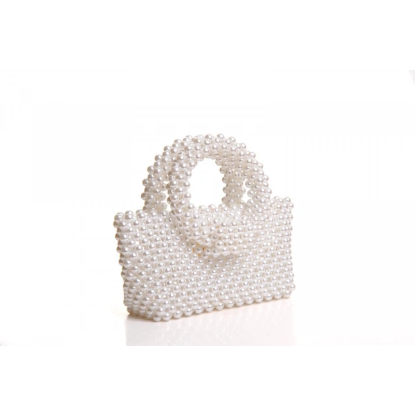 İncili el yapımı yuvarlak kol el çantası