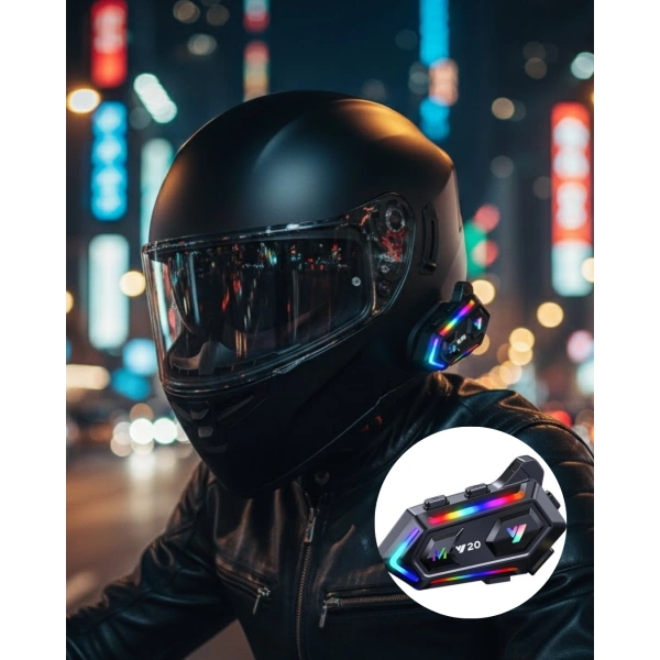 IPX6 Su Geçirmez Intercom 1000m Bağlantı 1000mAh Batarya RGB Işıklı