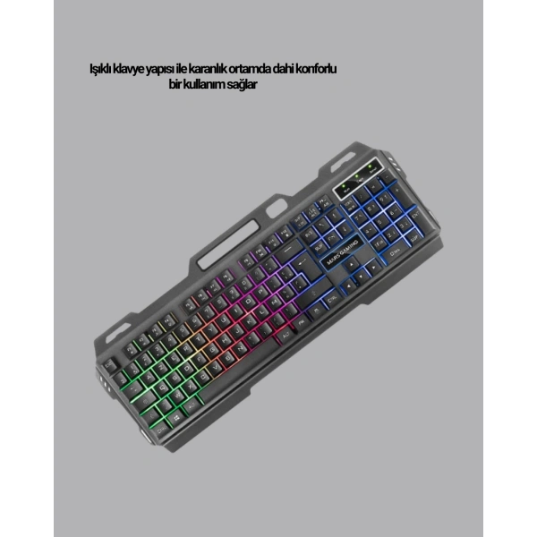 Işıklı  Klavye Mouse ve Bluetooth Kulaklık Seti Türkçe Q USB