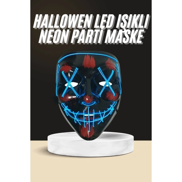 Işıklı Led Maske Parti Eğlence Maskesi Hallowen Neon Maske