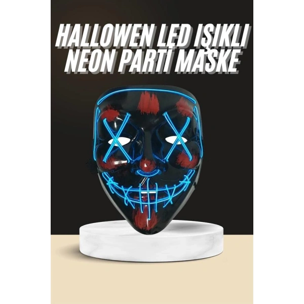 Işıklı Led Maske Parti Eğlence Maskesi Hallowen Neon Maske