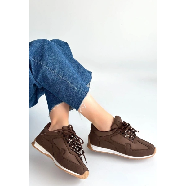 Jeat Kahverengi  Nubuk Bağcıklı Spor Ayakkabı