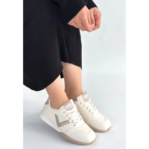 Jowen Bej Cilt Vizon Detaylı Bağcıklı Spor Ayakkabı