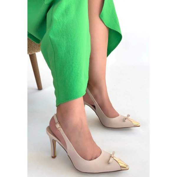 Joye Bej Cilt Topuklu Ayakkabı