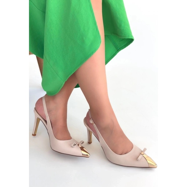 Joye Bej Cilt Topuklu Ayakkabı