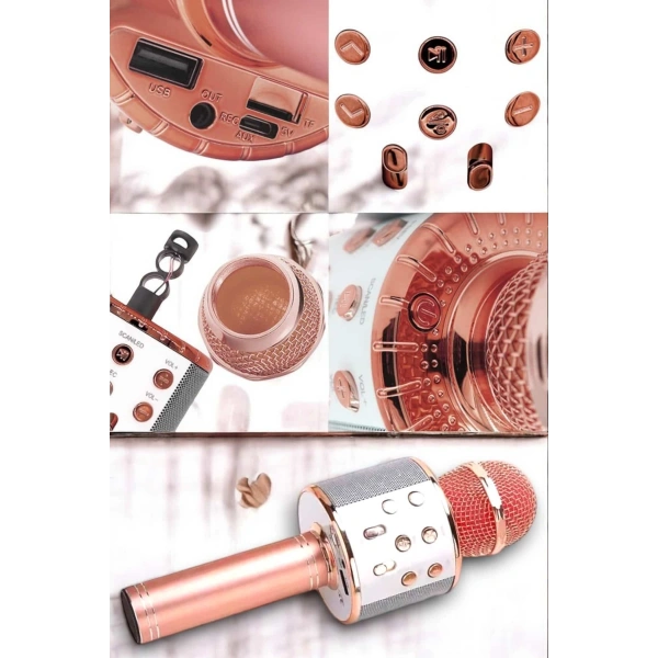 Kablosuz Bluetooth Karaoke Mikrofon USB ve AUX Girişli, Yüksek Ses Kalitesi