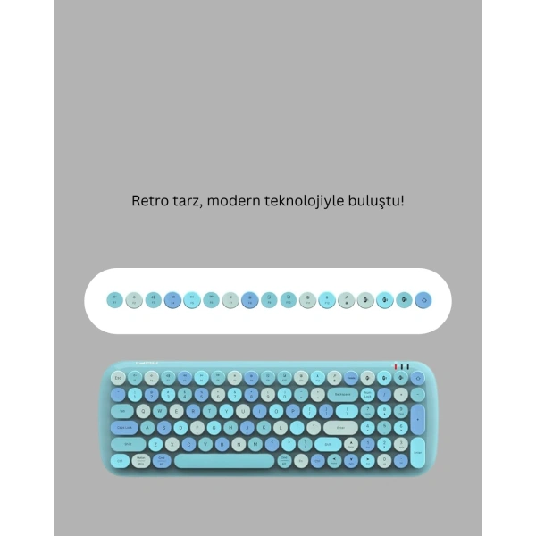 Kablosuz Klavye ve Mouse Seti – Sessiz Tuş, Retro Tasarım