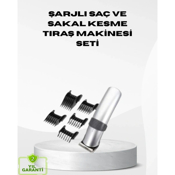 Kablosuz Profesyonel Tıraş Makinesi – Şarjlı, 60 Dakika Kullanım Süreli, Çelik Bıçaklı, Sessiz Motor