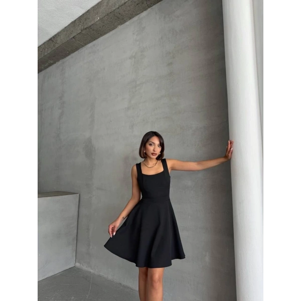 Kadın kare yaka kısa elbise s251188