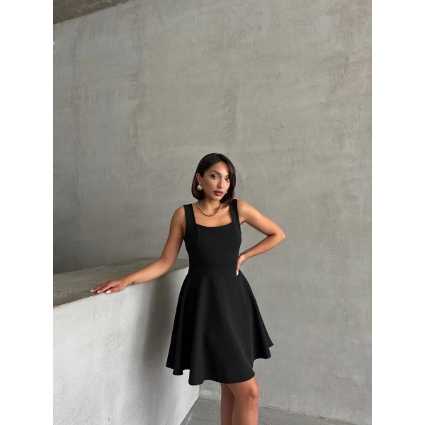 Kadın kare yaka kısa elbise s251188