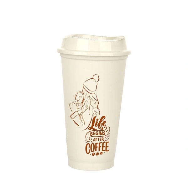 Kahve Bardağı - Kapaklı Krem 473 ml