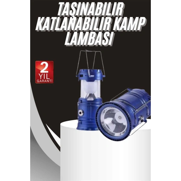 Kamp Lambası Solar Şarjlı Kızaklı Kamp Feneri Led Lamba Işıldak