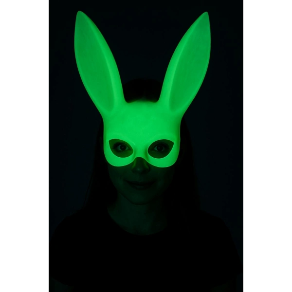 Karanlıkta Parlayan Fosforlu Tavşan Maskesi – Glow Bunny Masquerade Maske (32x22 cm)