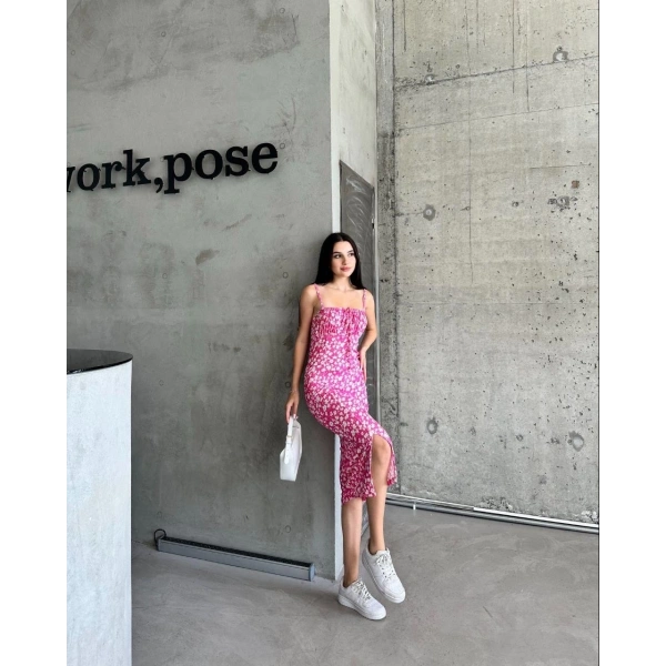 Kaşkorse Desenli askılı elbise